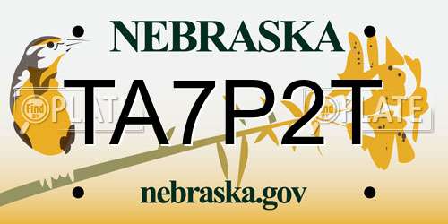 TA7P2T Nebraska License Plate