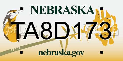TA8D173 Nebraska License Plate