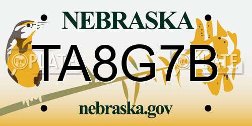 TA8G7B Nebraska License Plate