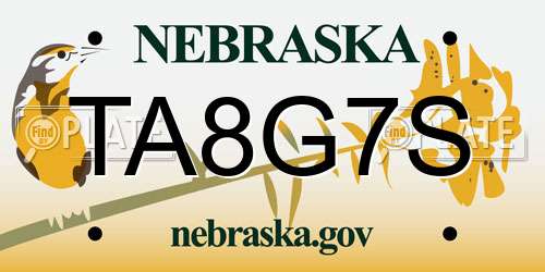 TA8G7S Nebraska License Plate