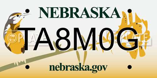 TA8M0G Nebraska License Plate