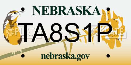 TA8S1P Nebraska License Plate