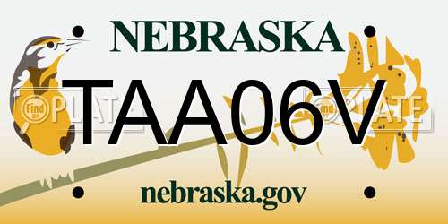 TAA06V Nebraska License Plate