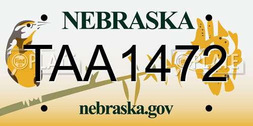 TAA1472 Nebraska License Plate