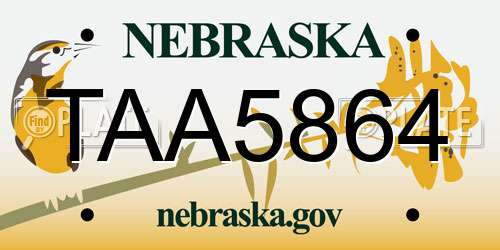 TAA5864 Nebraska License Plate
