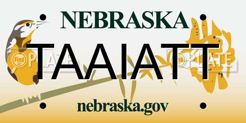 TAAIATT Nebraska License Plate