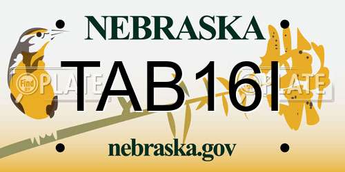 TAB16I Nebraska License Plate