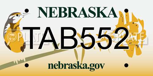 TAB552 Nebraska License Plate