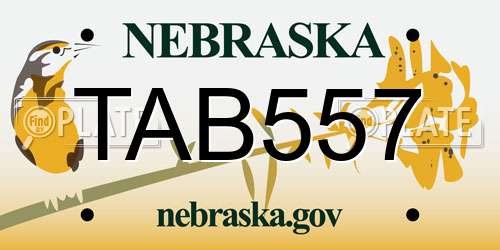 TAB557 Nebraska License Plate