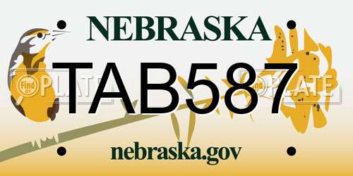 TAB587 Nebraska License Plate