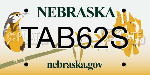 TAB62S Nebraska License Plate