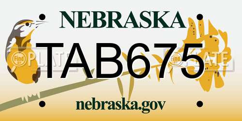 TAB675 Nebraska License Plate