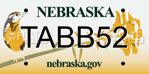 TABB52 Nebraska License Plate