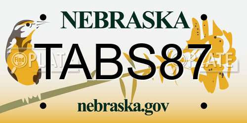 TABS87 Nebraska License Plate