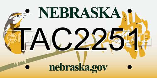 TAC2251 Nebraska License Plate