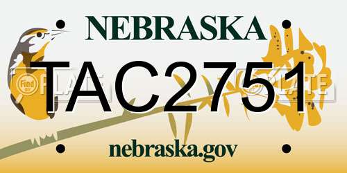 TAC2751 Nebraska License Plate