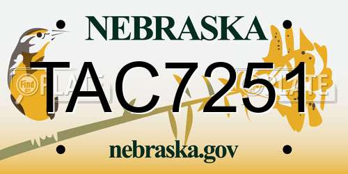 TAC7251 Nebraska License Plate