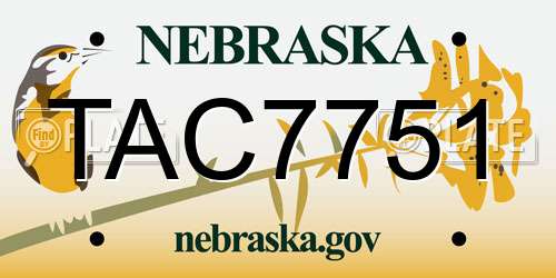 TAC7751 Nebraska License Plate
