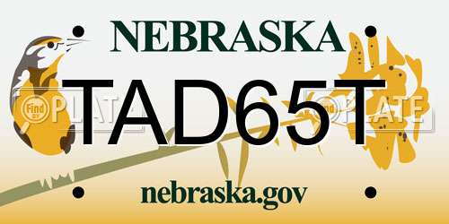 TAD65T Nebraska License Plate