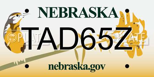 TAD65Z Nebraska License Plate
