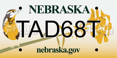 TAD68T Nebraska License Plate