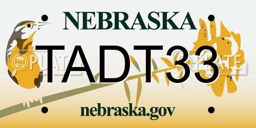 TADT33 Nebraska License Plate