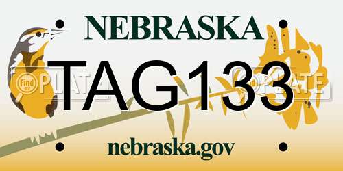 TAG133 Nebraska License Plate