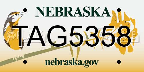 TAG5358 Nebraska License Plate