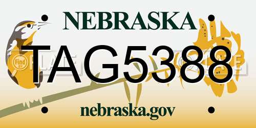 TAG5388 Nebraska License Plate