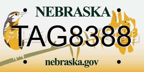 TAG8388 Nebraska License Plate