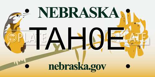 TAH0E Nebraska License Plate