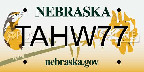TAHW77 Nebraska License Plate