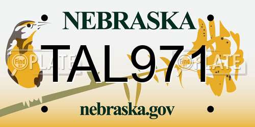 TAL971 Nebraska License Plate