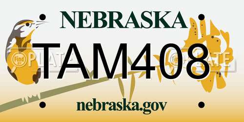 TAM408 Nebraska License Plate