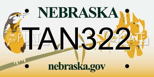 TAN322 Nebraska License Plate
