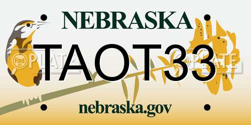 TAOT33 Nebraska License Plate