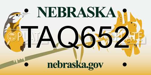 TAQ652 Nebraska License Plate