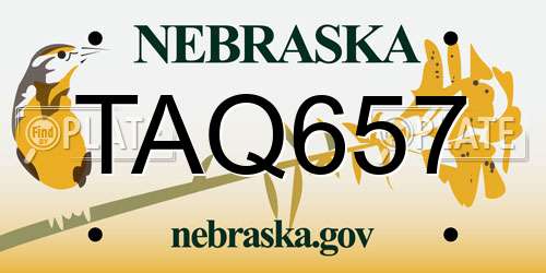 TAQ657 Nebraska License Plate