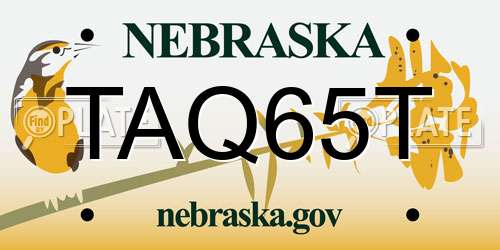 TAQ65T Nebraska License Plate