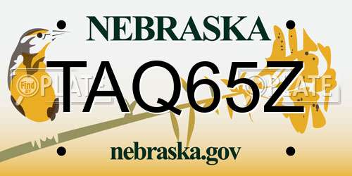 TAQ65Z Nebraska License Plate