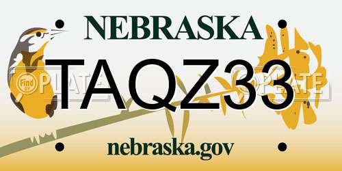 TAQZ33 Nebraska License Plate