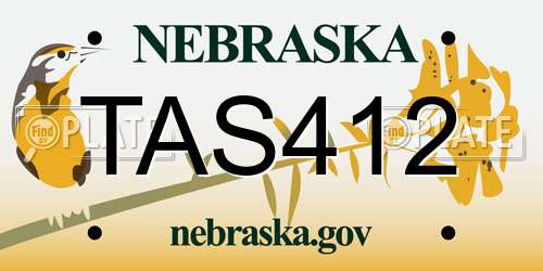 TAS412 Nebraska License Plate