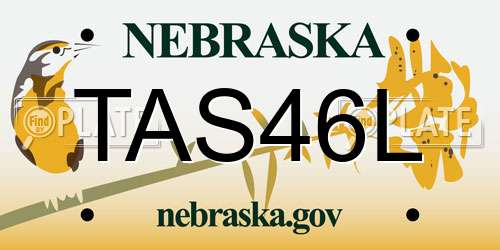 TAS46L Nebraska License Plate