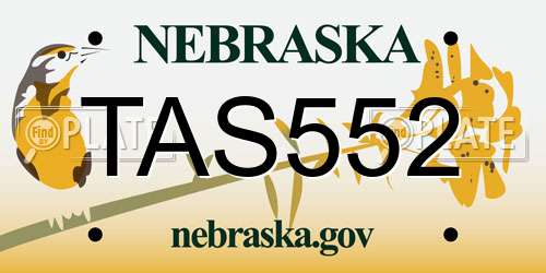 TAS552 Nebraska License Plate