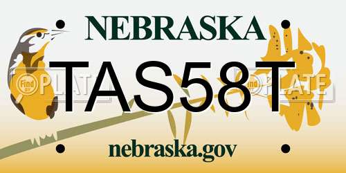 TAS58T Nebraska License Plate