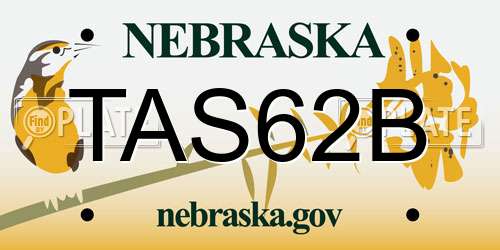 TAS62B Nebraska License Plate