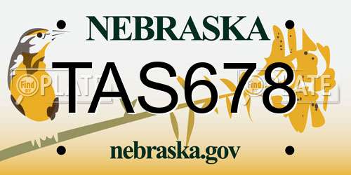 TAS678 Nebraska License Plate