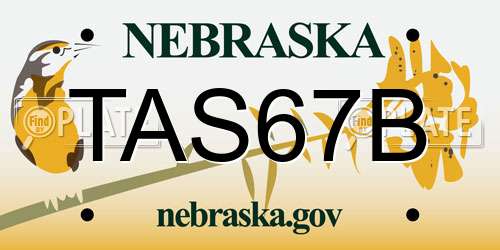 TAS67B Nebraska License Plate