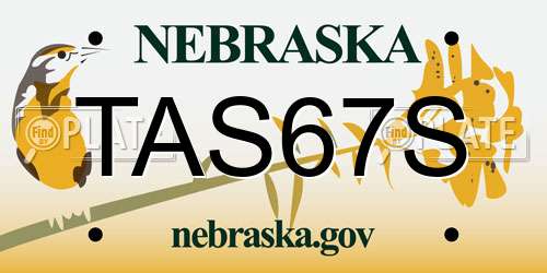 TAS67S Nebraska License Plate