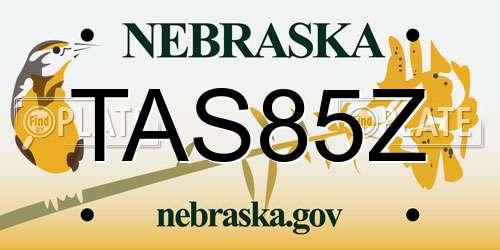 TAS85Z Nebraska License Plate